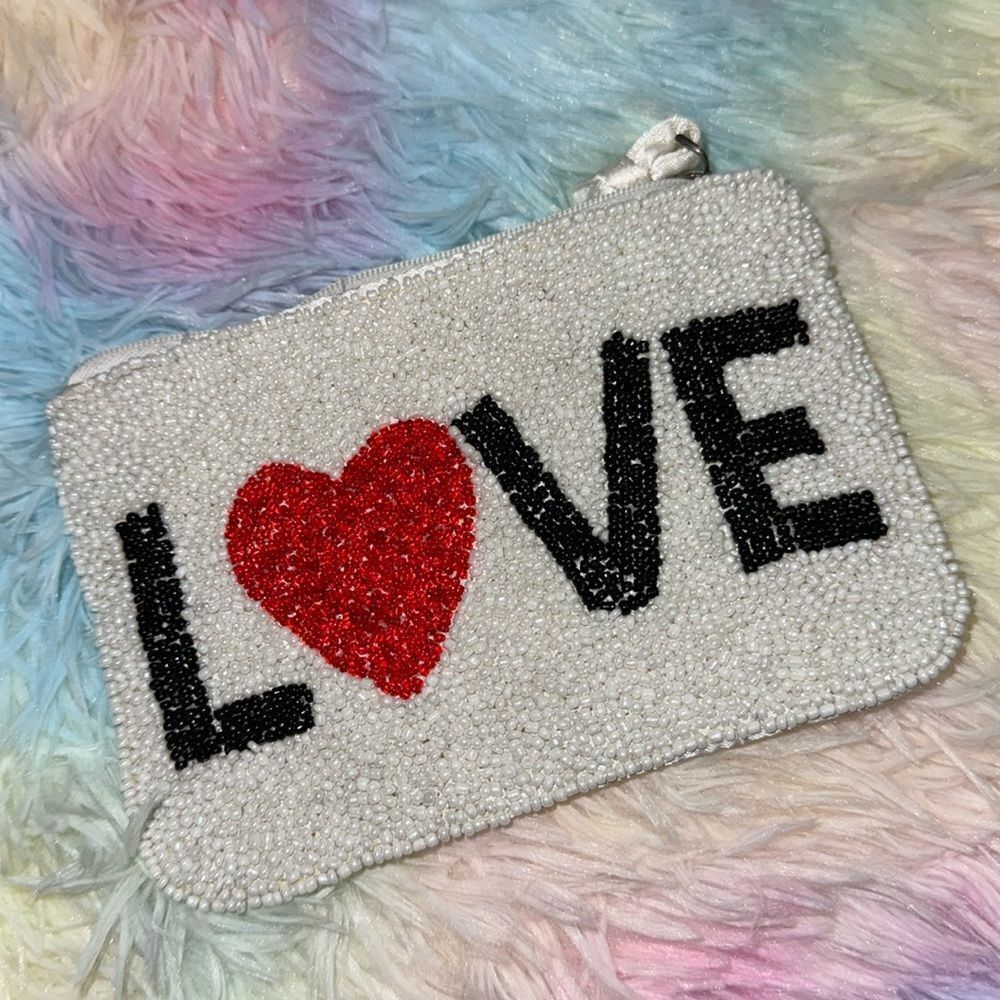 Delia's LOVE Beaded ZIP POUCH